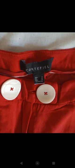Pantalón traje recto rojo Cortefiel