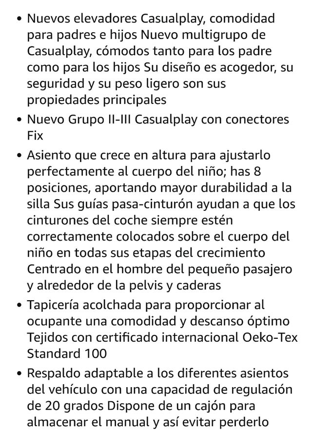 Silla Casual Play Grupo II-III
Sistema Isofix