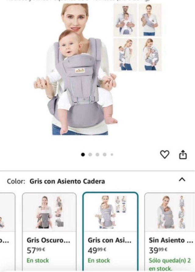 Mochila portabebés bebé gris