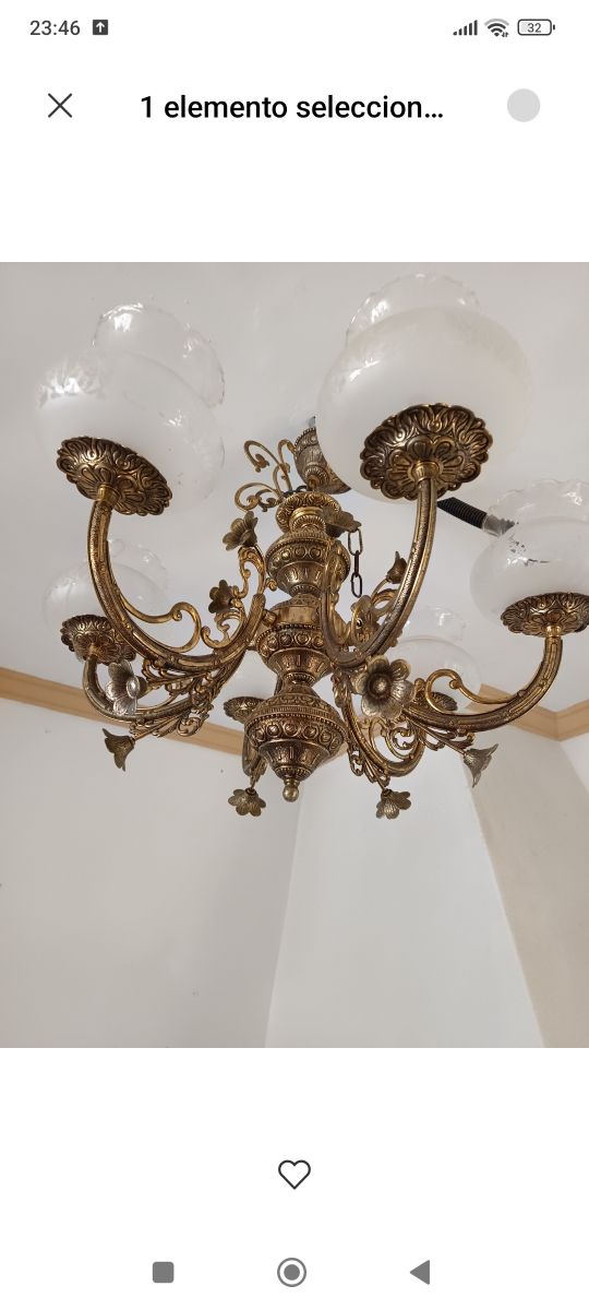 Lampara antigua 6 brazos dorada