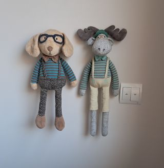 2 Peluches: Reno & Perro - Pareja muñecos de trapo