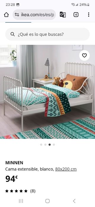 MINNEN IKEA - Cama extensible blanca 80x200
