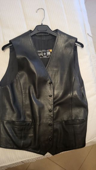 Chaleco piel negro hombre 
