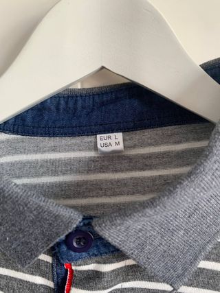 Polo rayas gris-blanco manga larga