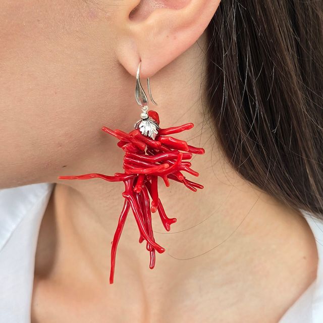 Orecchini Corallo Rosso - Argento 925
