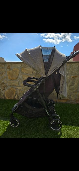 Silla de paseo gemelar Kuki Twin negro y gris