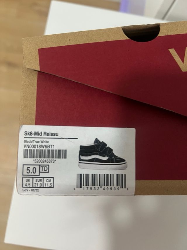 Zapatillas Vans de bota numero 21