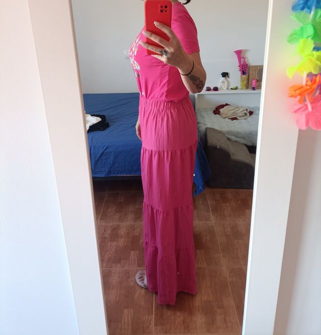 Pantalón ancho fucsia verano