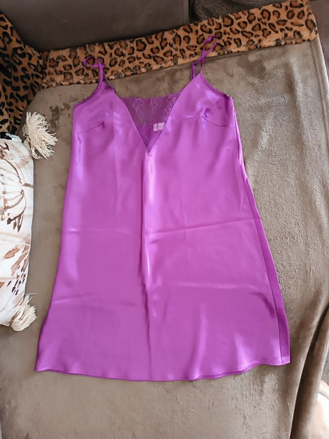 Chemise viola effetto seta