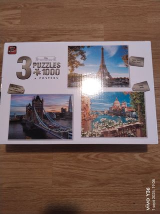 3 Puzzles 1000 piezas | París, Londres, Venecia
