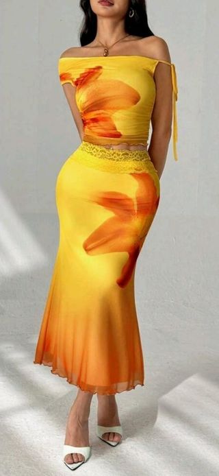 Abito coordinato giallo-arancio tg S