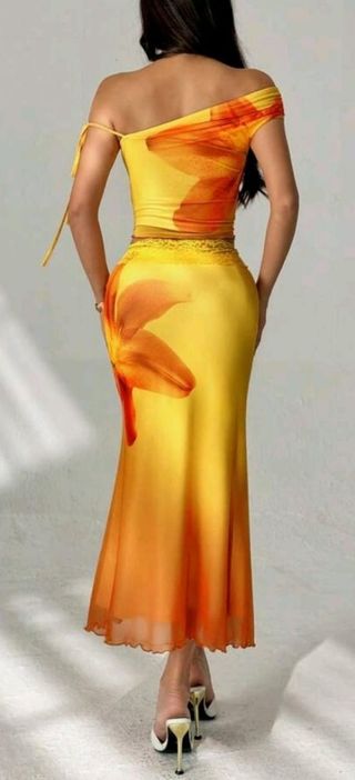 Abito coordinato giallo-arancio tg S