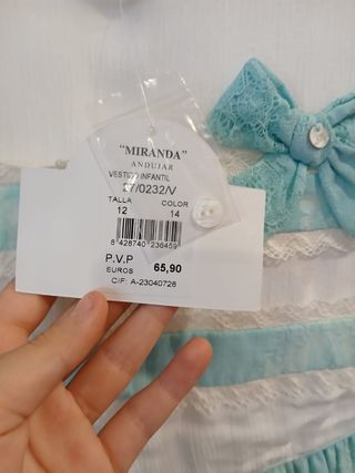 Vestido niña blanco-celeste Miranda