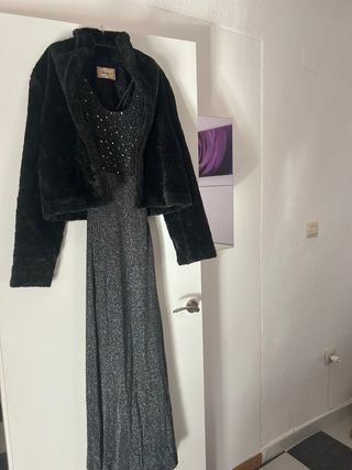 Vestido largo fiesta negro plata