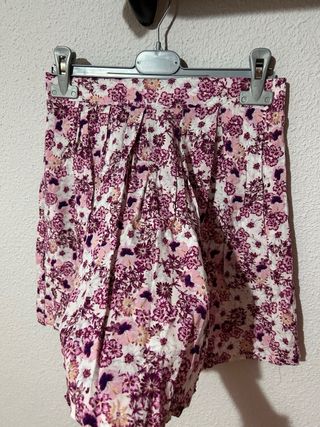Minifalda floral rosa y morada