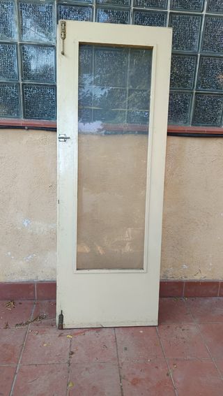 Puerta antigua con madera i metraquilato 3u 207x73