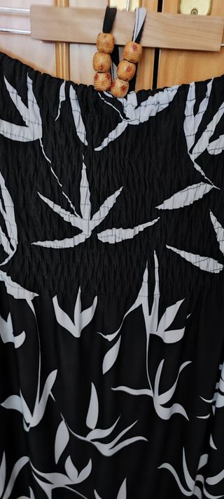 Vestido negro blanco estampado - Talla única