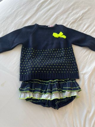 Conjunto bebé niña punto-tweed