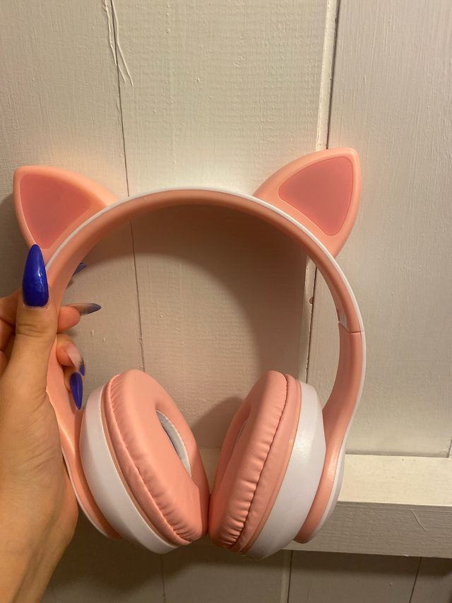 Cuffie con orecchie da gatto rosa