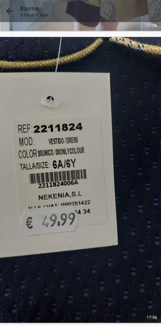Vestido niña elegante talla 6