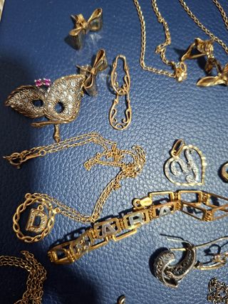 Lote joyas plata de ley y plaque de oro