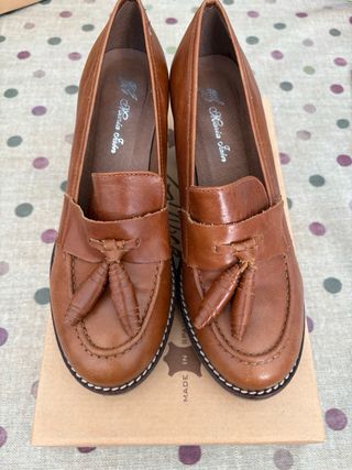 Zapatos tacón marrón piel 37
