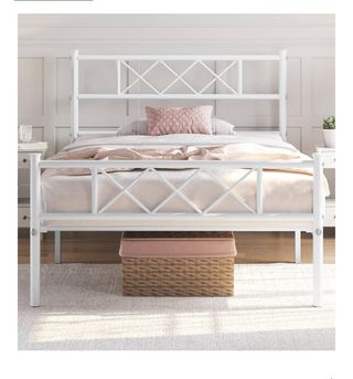 Cama blanca metal 135x190 cm