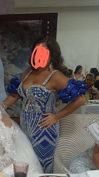 Vestido fiesta azul pedreria