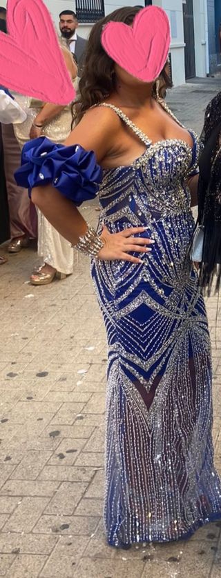 Vestido fiesta azul pedreria