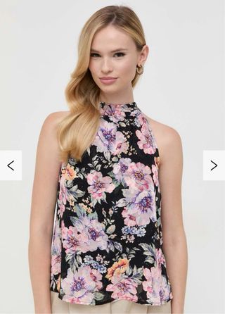 Top Guess floreale scollo alto