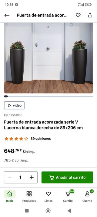 Puerta Acorazada Lucerna Blanca 89x206