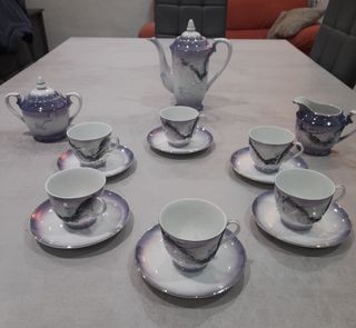 Juego café porcelana - morado
