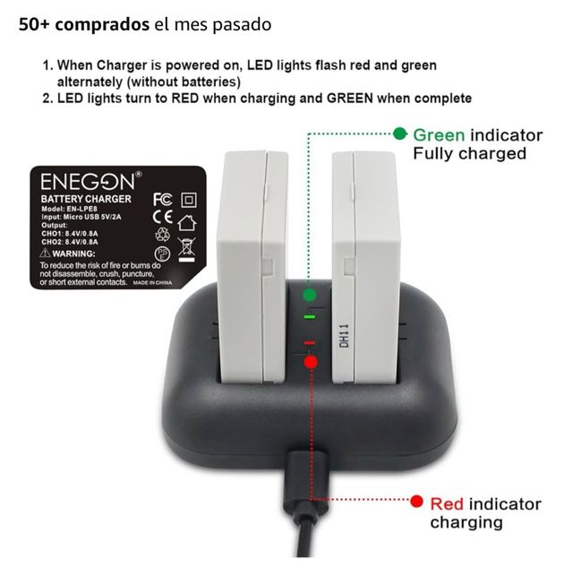 Pack 2 baterías ENEGON + cargador rápido NUEVO