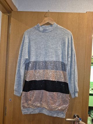 Jersey largo multicolor con lentejuelas