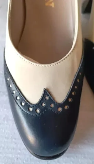 Zapatos tacón mujer - Azul Marino y Crema No 33