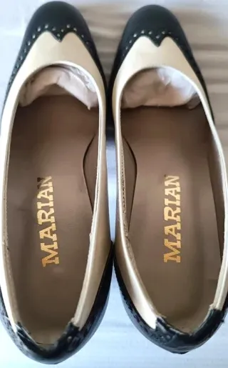 Zapatos tacón mujer - Azul Marino y Crema No 33