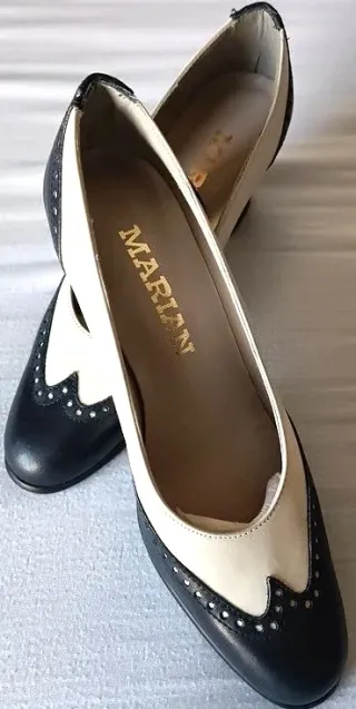 Zapatos tacón mujer - Azul Marino y Crema No 33