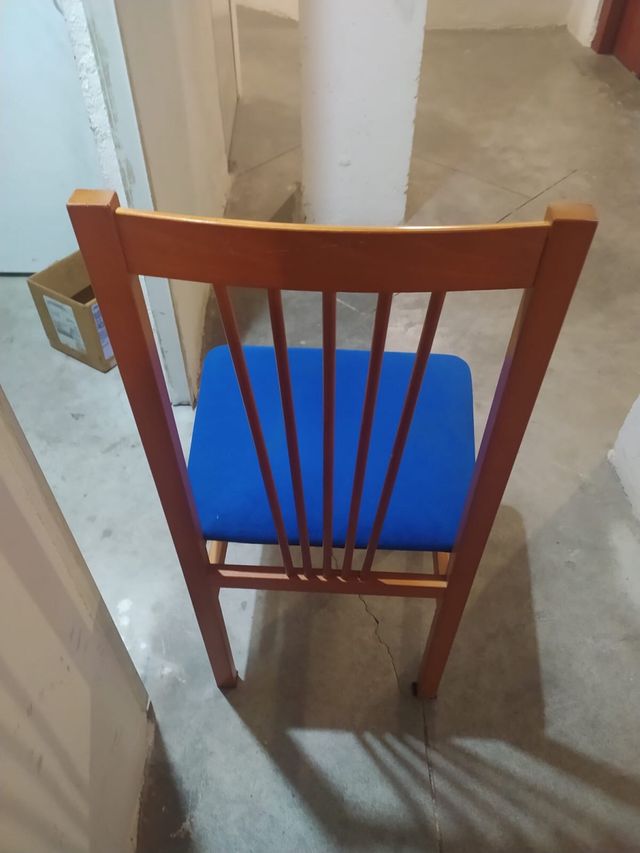 Silla madera azul - Comedor. 6 sillas