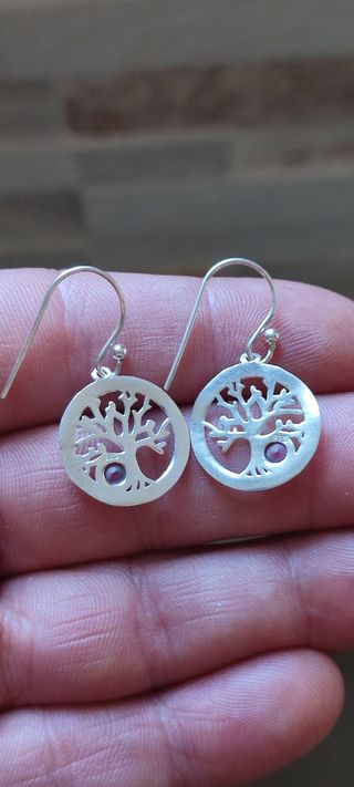 Pendientes plata Rubí - Árbol de la Vida