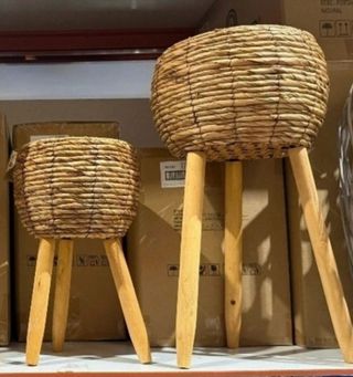 Maceteros mimbre y madera