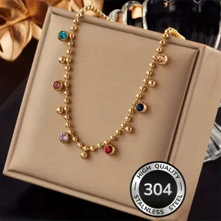 Collar acero dorado multicolor