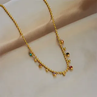 Collar acero dorado multicolor