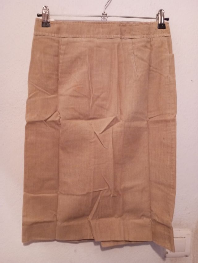 Falda beige pana mujer