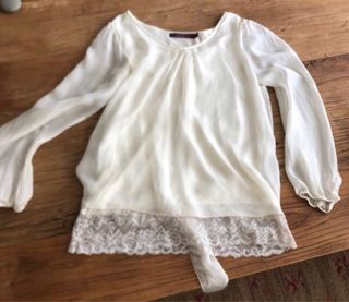 Blusa seda blanca c/encaje - T.M