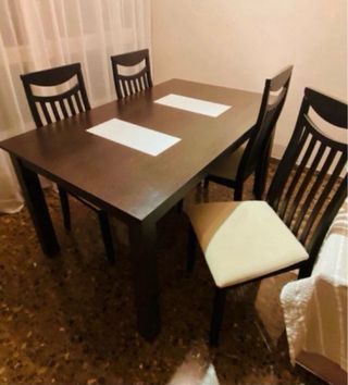Mesa comedor 4 sillas - marrón