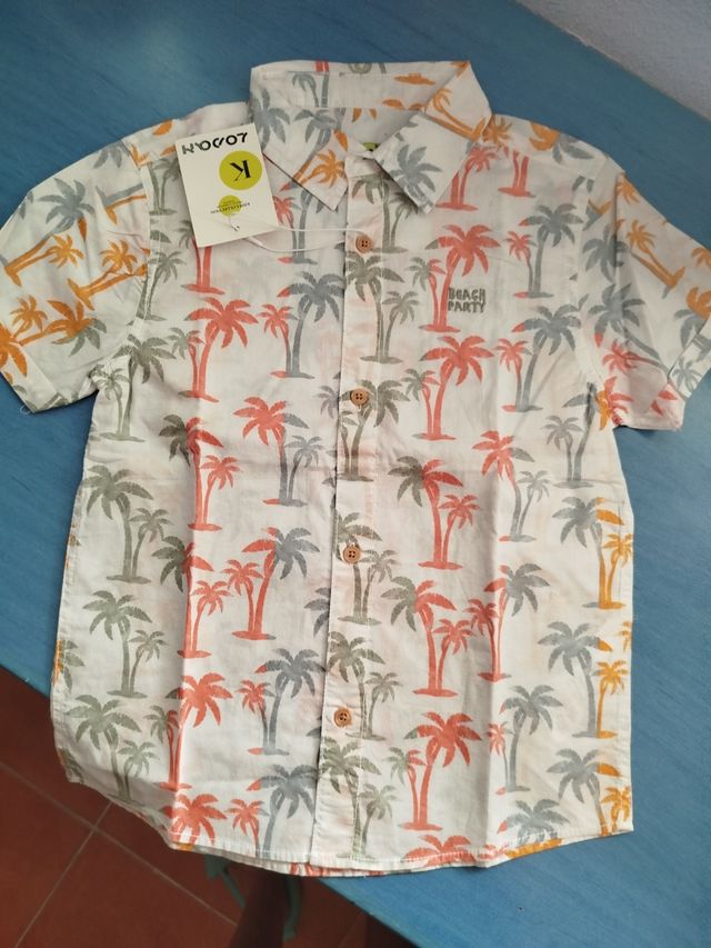 Camisa niño Losan - blanca y naranja