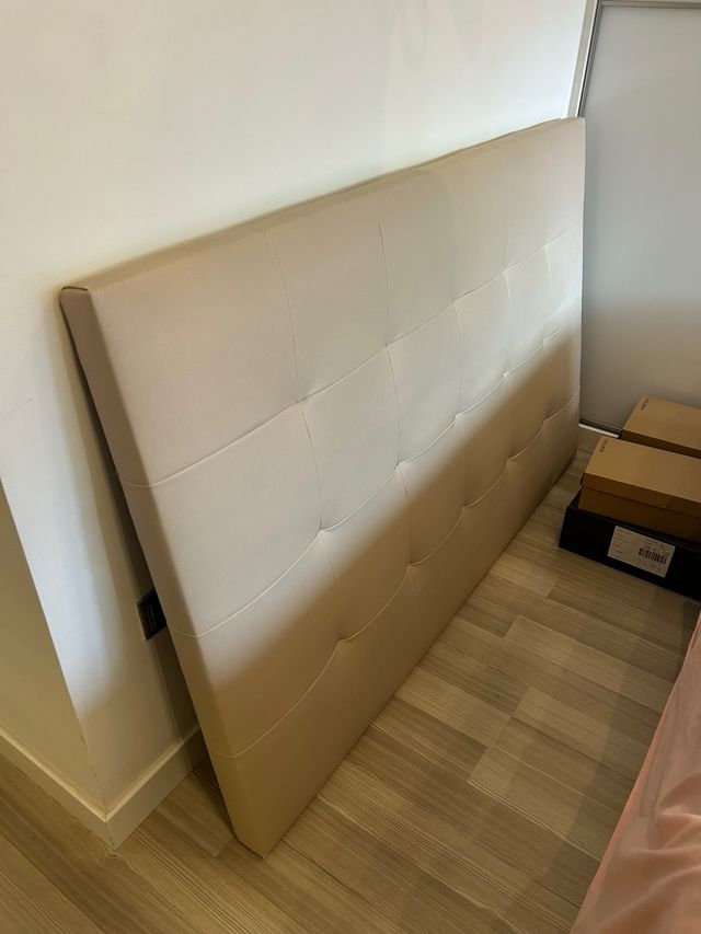 Cabecero cama piel sintética beige