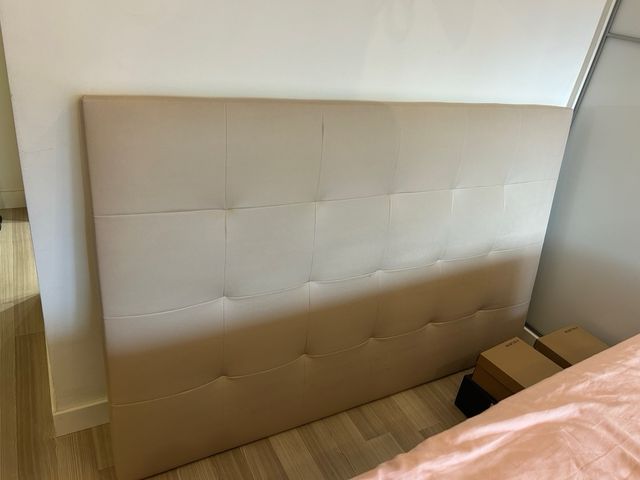 Cabecero cama piel sintética beige