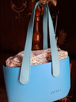 Borsa JUSTO blu e verde acqua