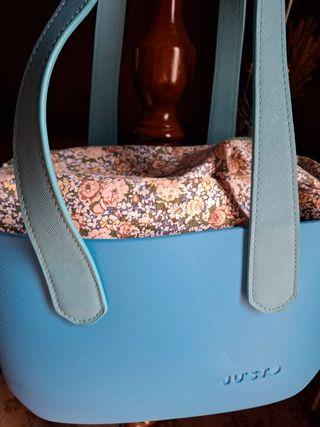 Borsa JUSTO blu e verde acqua